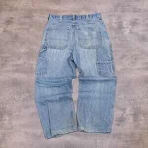 Carhartt Dungaress Carpenter Baggy Relax Fit Midwash Denim Blue Jean's Pant's